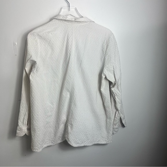 Habitat Clothes to Live In cotton puckered Cream White button‎ up long sleeve M - Picture 3 of 3